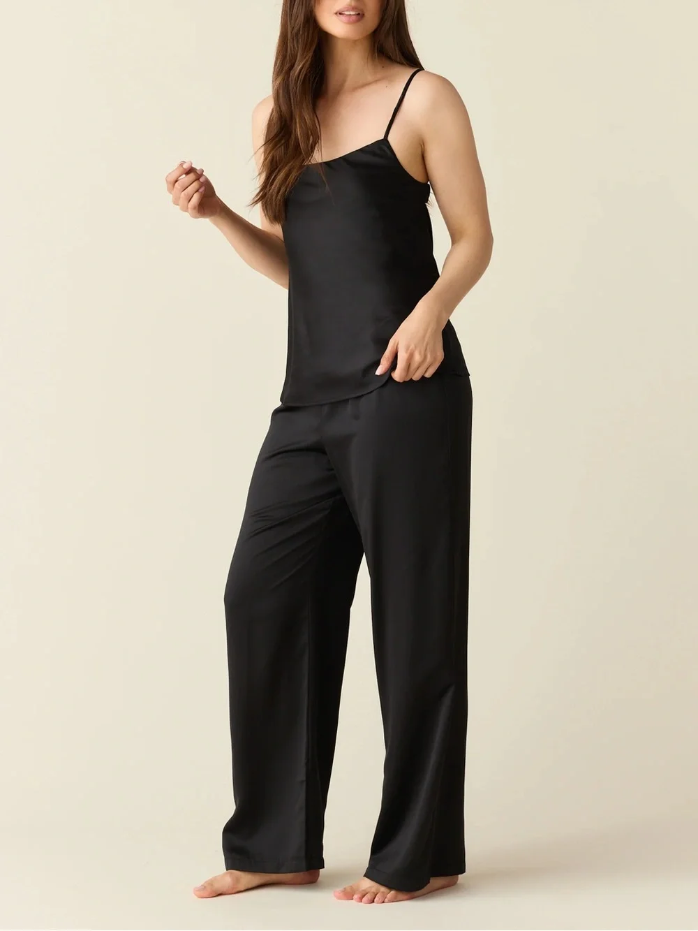 American Vintage Black Silk Pants Set
